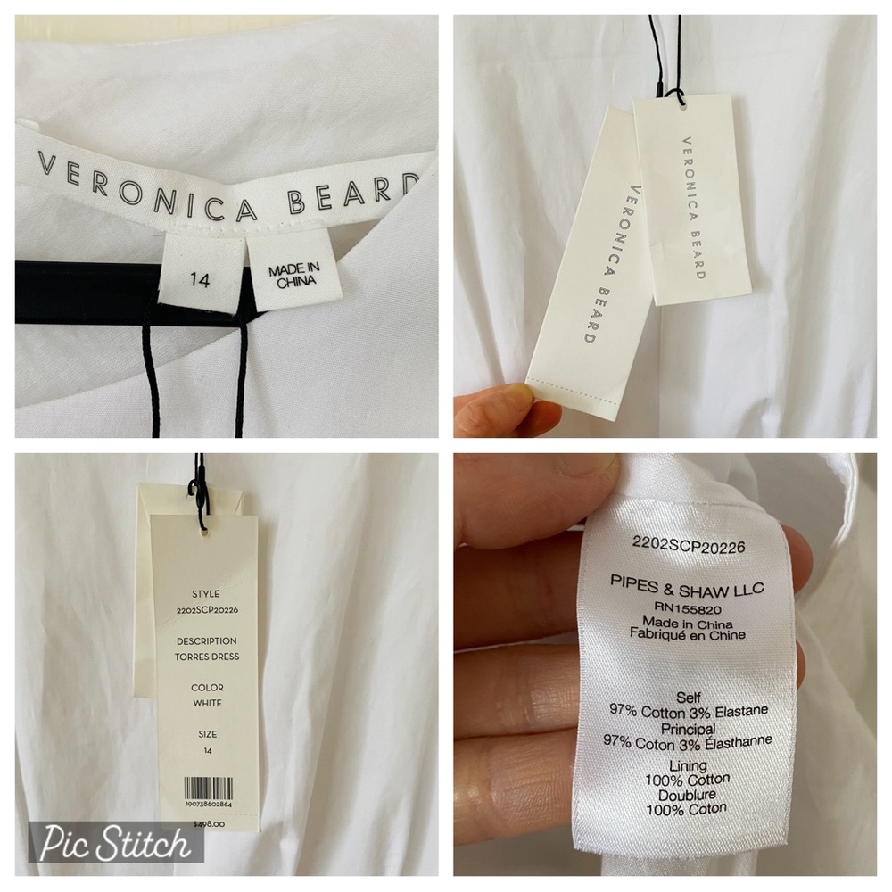$498 NWT Veronica Beard White Torres Long Sleeve Stretchy Pleated Mini Dress 14 - Picture 14 of 14